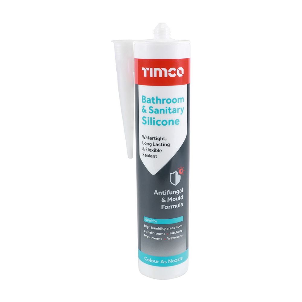 Timco Bathroom & Sanitary Silicone Sealant, Clear, 300ml