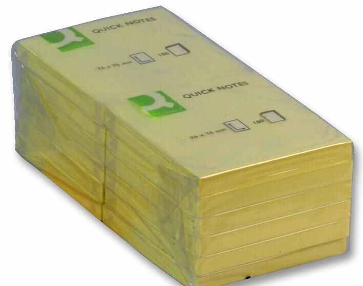 Q CONNECT - 76x76mm Haftnotizblöcke gelb - 100 Blatt (12er Pack)