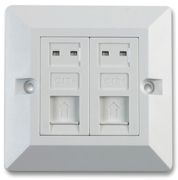 PRO SIGNAL 2-poorts Cat6 RJ45 Stopcontact Wandplaat, UK Backbox