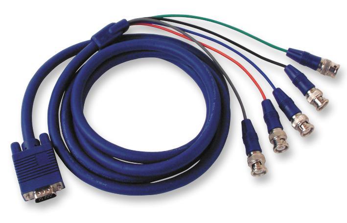 VDC 15-Pins VGA Male naar 5x BNC Male Kabel, 5m Blauw