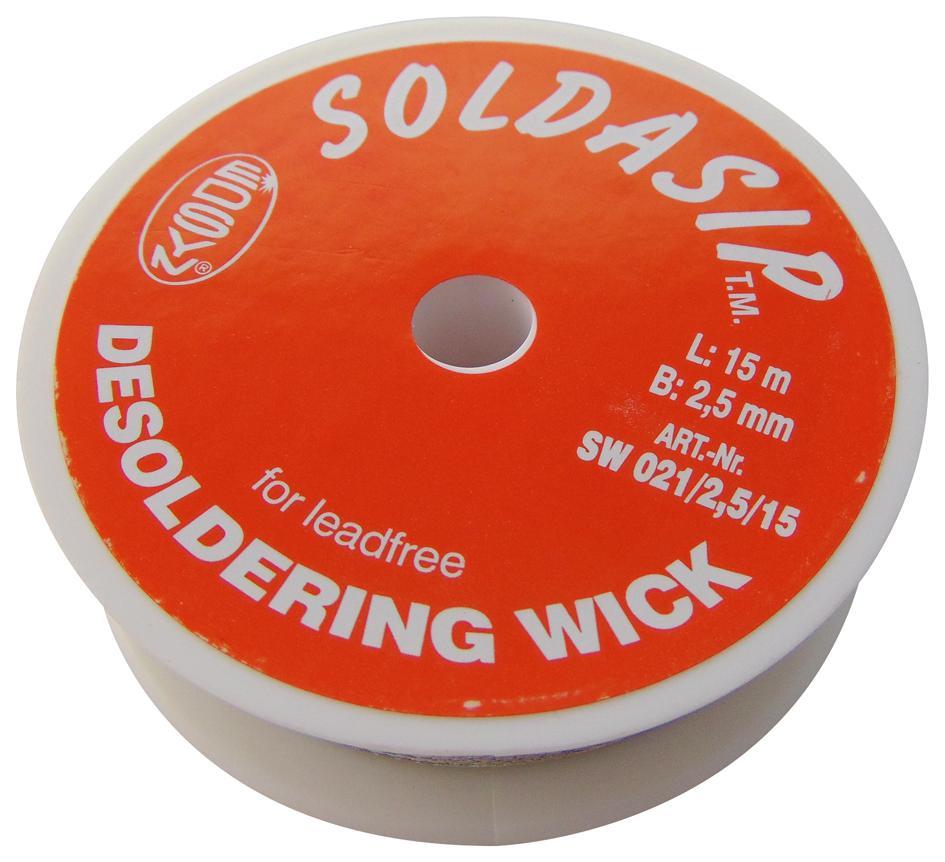 EDSYN Soldasip Loodvrije Ontsoldeerlitze, 2.5mm x 15m, Koper
