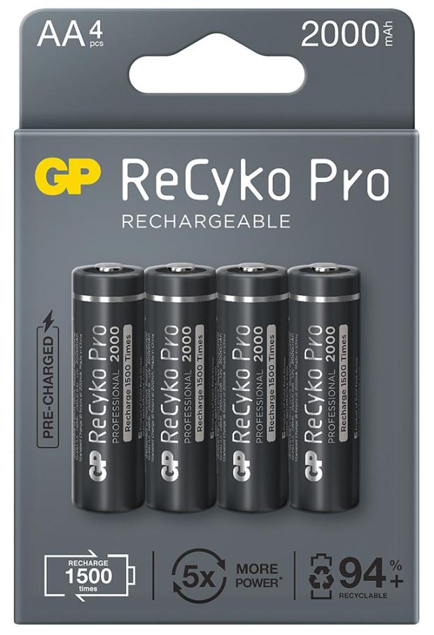 GP BATTERIES - ReCyko Pro NiMH wiederaufladbare AA-Batterien 2000mAh 4er-Pack