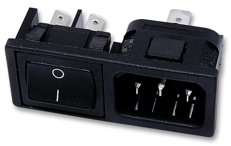 BULGIN POLYSNAP IEC C14 Power Entry Module, 15A, 250V