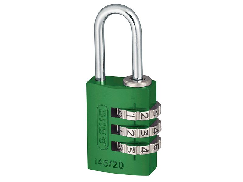 ABUS 145/20 20mm Aluminium Combination Padlock, Green