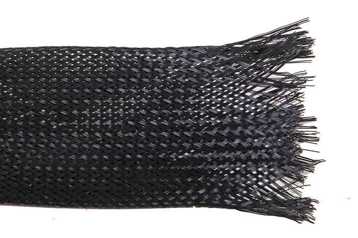 PRO POWER Expandable Braided Polyester Sleeving, Black, 32mm x 50m