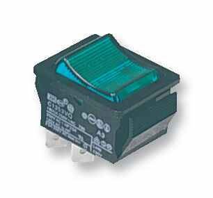 Arcolectric Interruptor Basculante DPST, Iluminado a Verde, Montagem em Painel