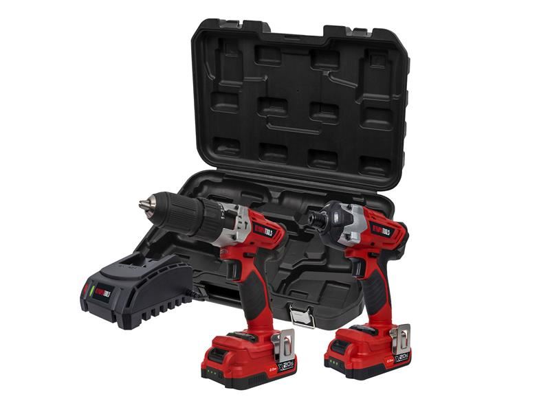 Olympia Pack X20S Twin 20V: Furadeira e Chave de Impacto, 2x Baterias 2.0Ah Li-