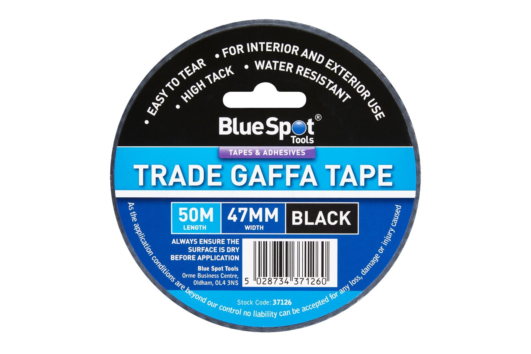 Blue Spot Cinta Adhesiva Gaffa Negra 47mm x 50M