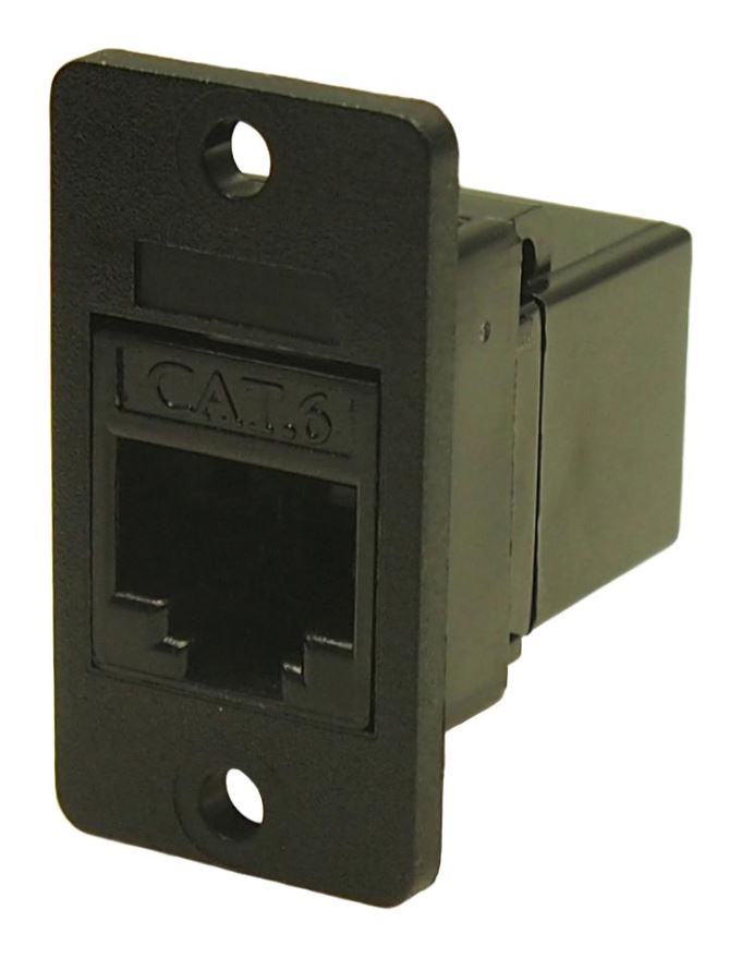 CLIFF Slim RJ45 Cat6 Feedthrough Connector, Black, 3.2mm Holes