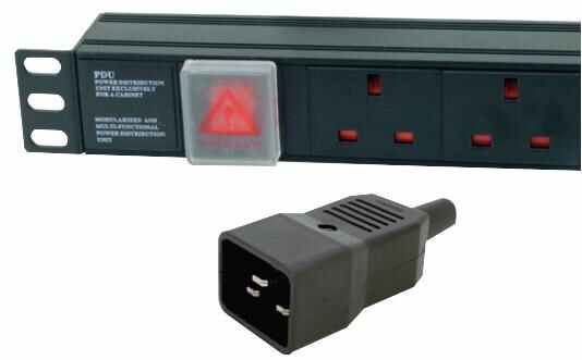LMS DATA - 1U Horizontale PDU mit 6 UK-Steckdosen (13A) und IEC-C20-Stecker