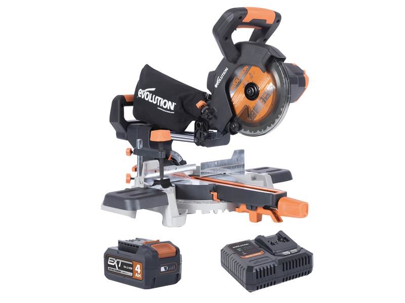Sierra de inglete deslizante Evolution R185SMS-Li EXT 18V con batería 4.0Ah