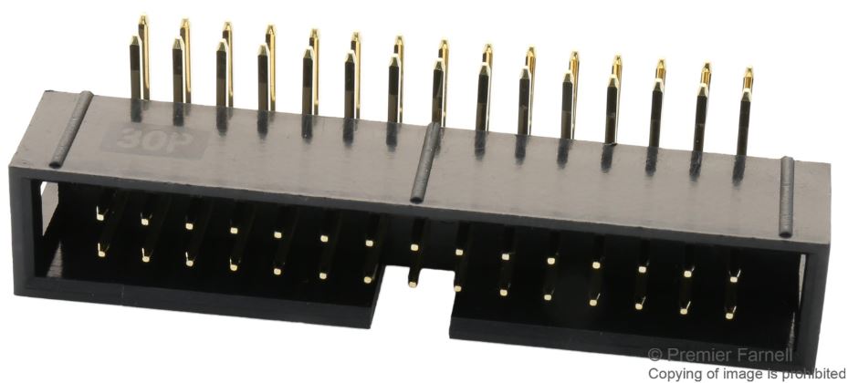 MULTICOMP PRO 2.54mm Right Angle Pin Header, 2×30 Way, Gold Plated