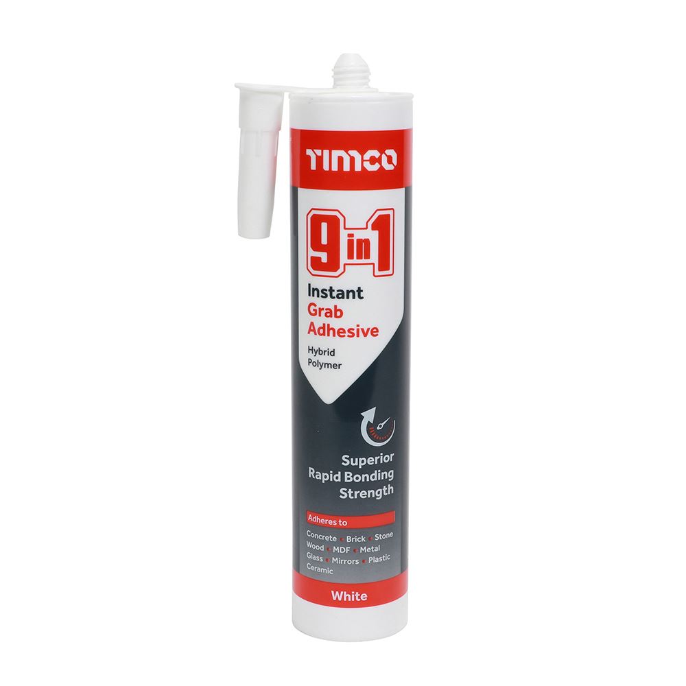 Timco 9-in-1 Instant Grab Adhesive, White, 290ml