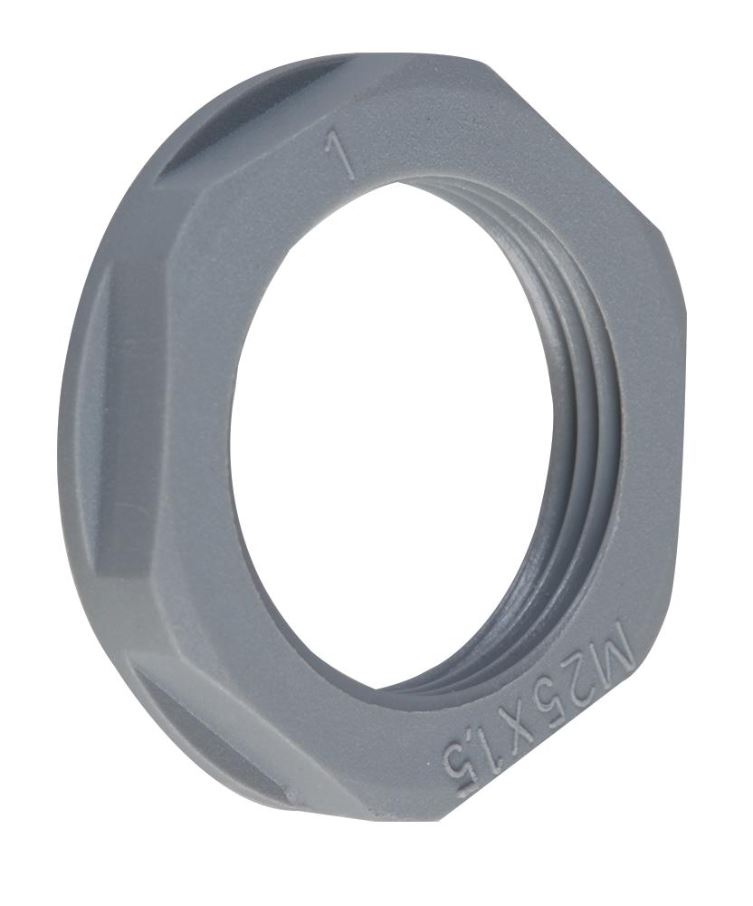 CONCORDIA Technologies M25 Nylon Lock Nut, Grey, Pack of 10