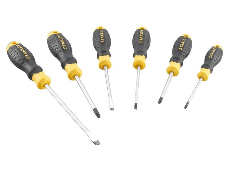 Ensemble de tournevis STANLEY CUSHION GRIP, 6 pièces, Acier chrome vanadium