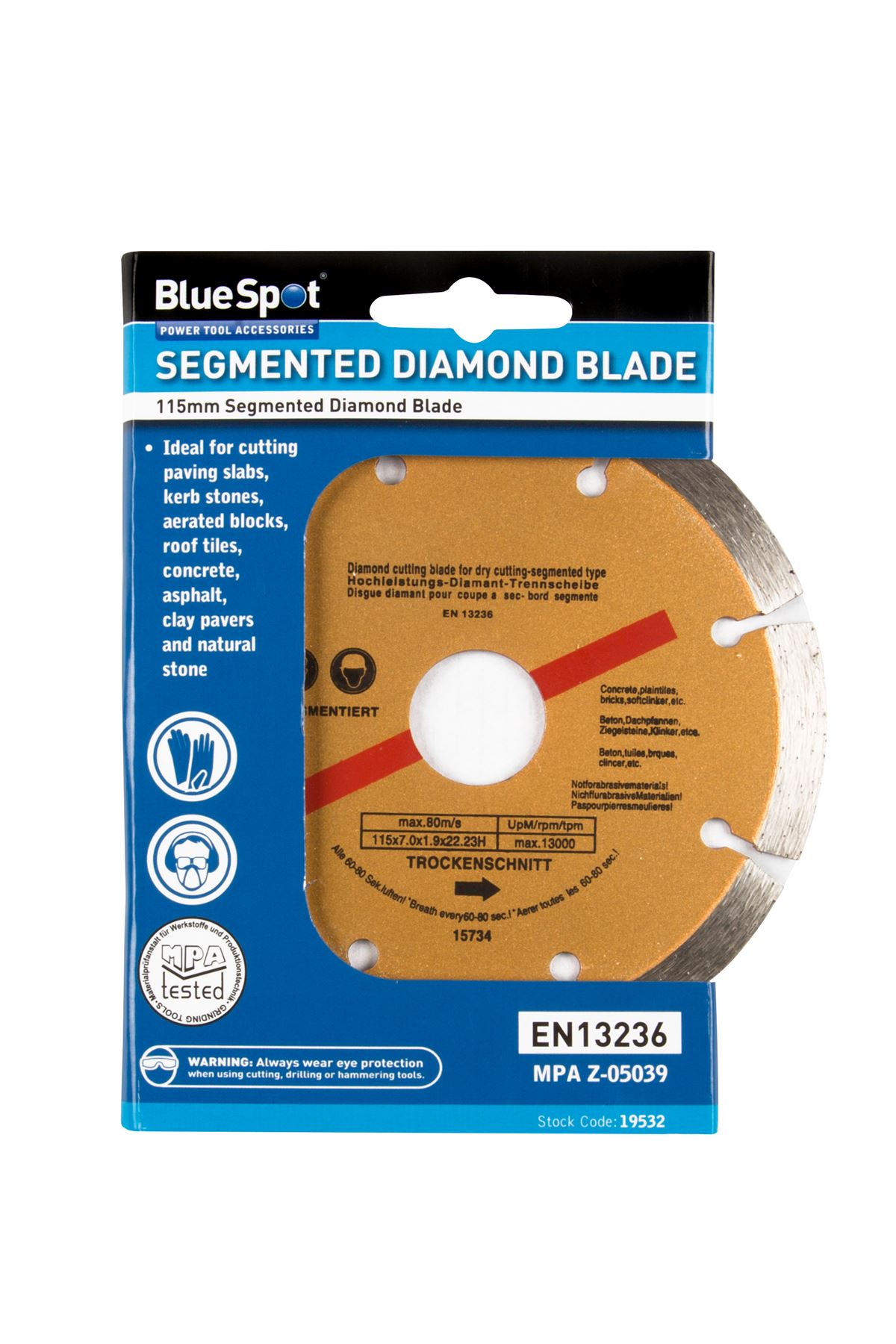 Blue Spot Tools - Cakera Pemotong Berlian Segmen Emas 115mm (4.5inci)