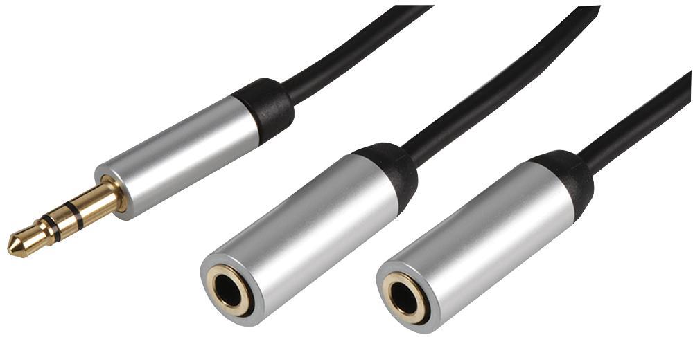 PRO SIGNAL Slim 3,5mm Stereo Kabel auf 2x 3,5mm Stereo Buchse Splitterkabel 3m
