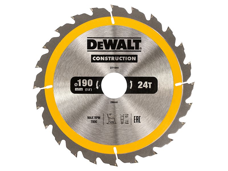 DEWALT Pilový kotouč 190mm pro řezání dřeva a materiálů s hřebíky, 24 zubů