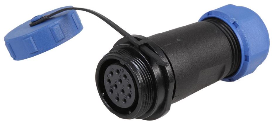 PRO ELEC Conector Circular Rosqueado Em Linha, 12 Polos, 7-12mm, IP68