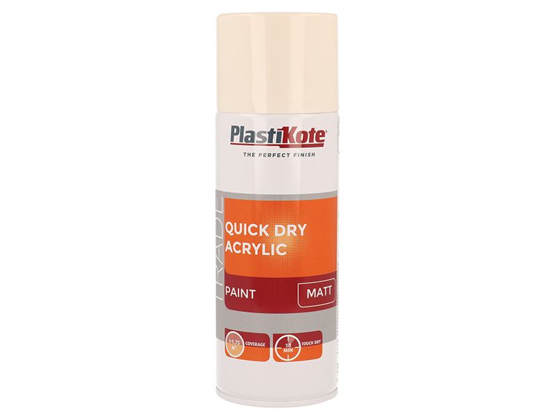 PlastiKote Trade Schnelltrocknende Acryl-Sprühfarbe Matt Magnolia 400ml