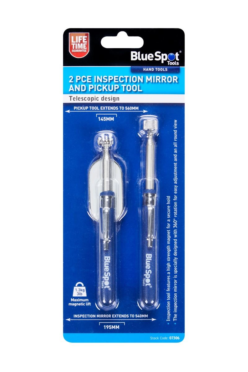 Blue Spot Tools 2-Piece Inspection Mirror & Pickup Tool Set