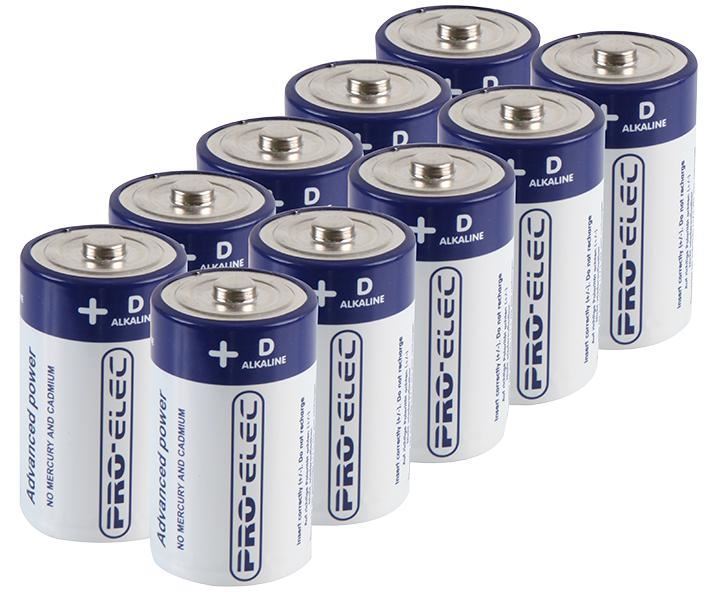 PRO ELEC Ultra Alkaline D Batteries 10-Pack
