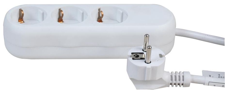 PRO ELEC Extensão Tripla, 2m, Branco, 16A