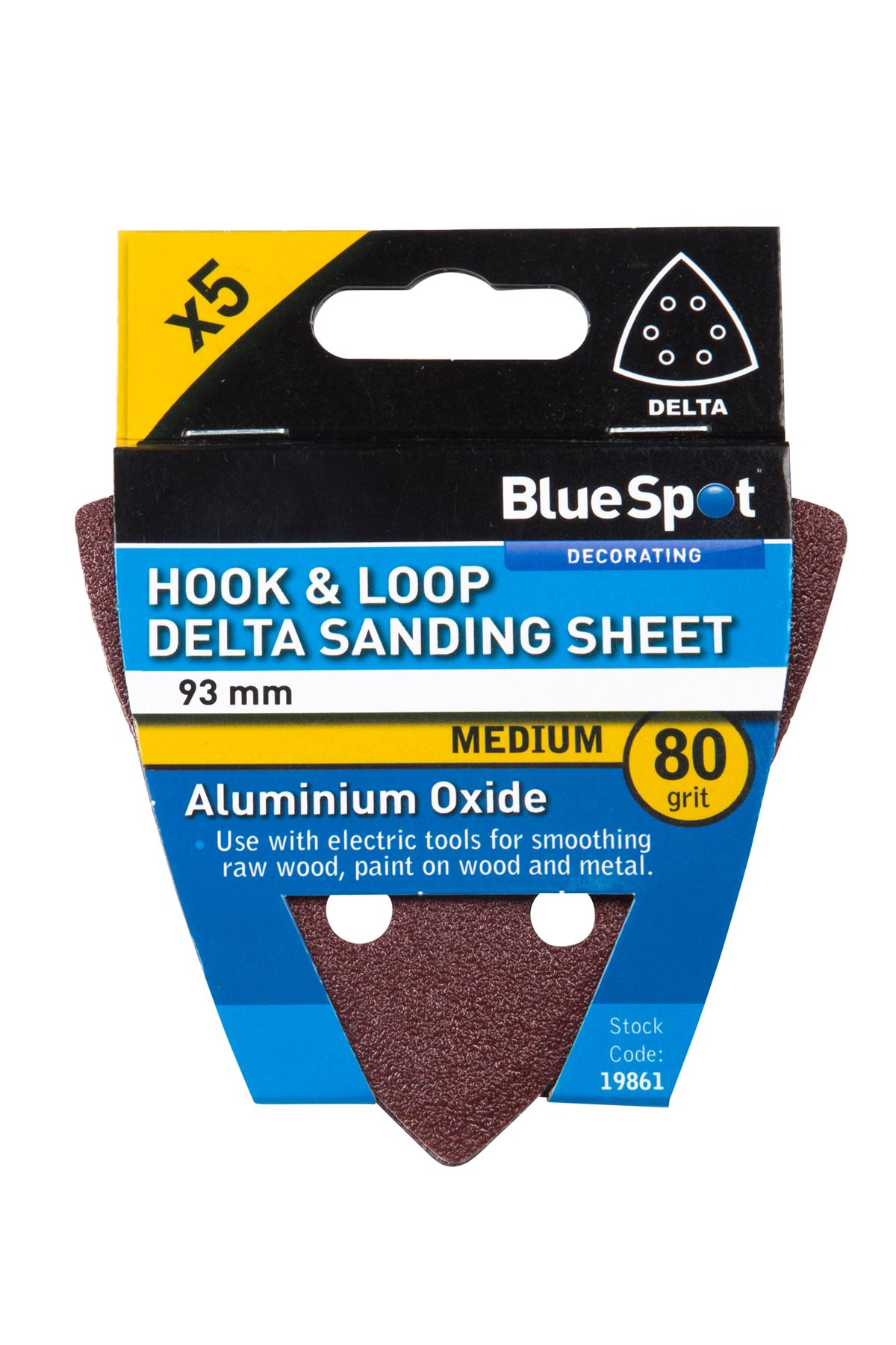 Blue Spot Tools Carta Vetrata a Delta Grana 80, 93 mm (Confezione da 5)