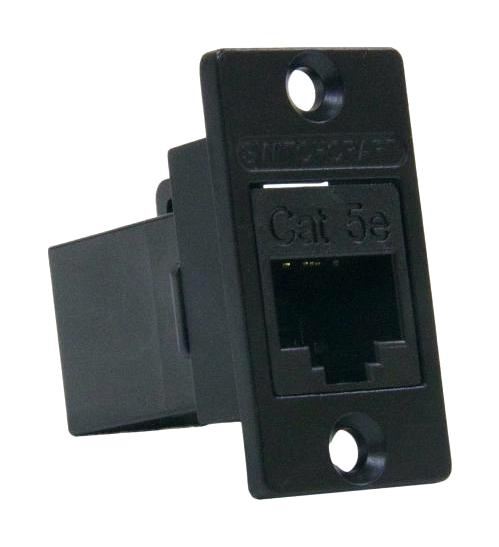Switchcraft RJ45 Cat5e Feedthru Panel Mount Adaptor, Black