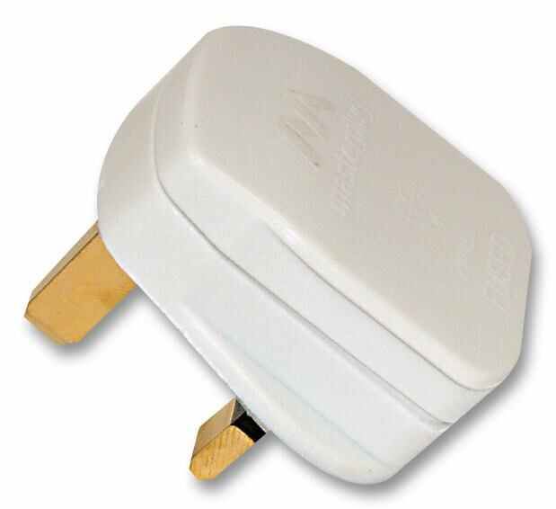 Fiche électrique Masterplug 13A blanche avec fusible 3A