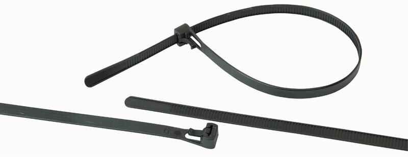 PRO POWER Reusable Black Cable Ties, 250mm x 7.6mm, 100 Pack
