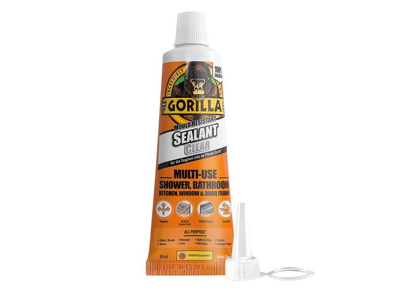Gorilla All Condition Sealant, 80ml Clear, Mould Resistant