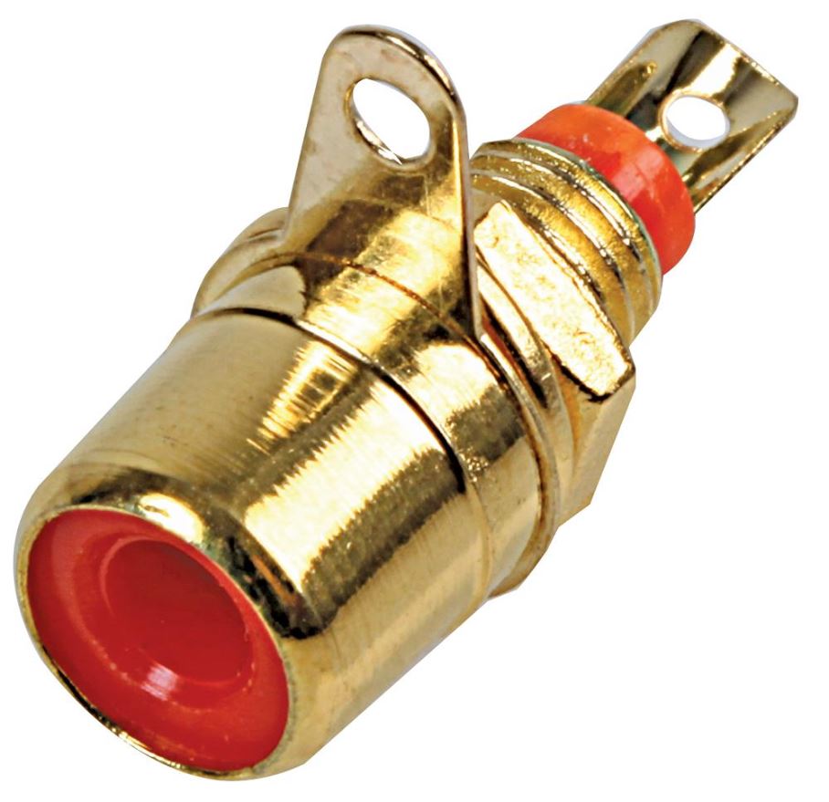 PRO SIGNAL RCA Phono Aansluiting, Rood, Verguld, Paneelmontage