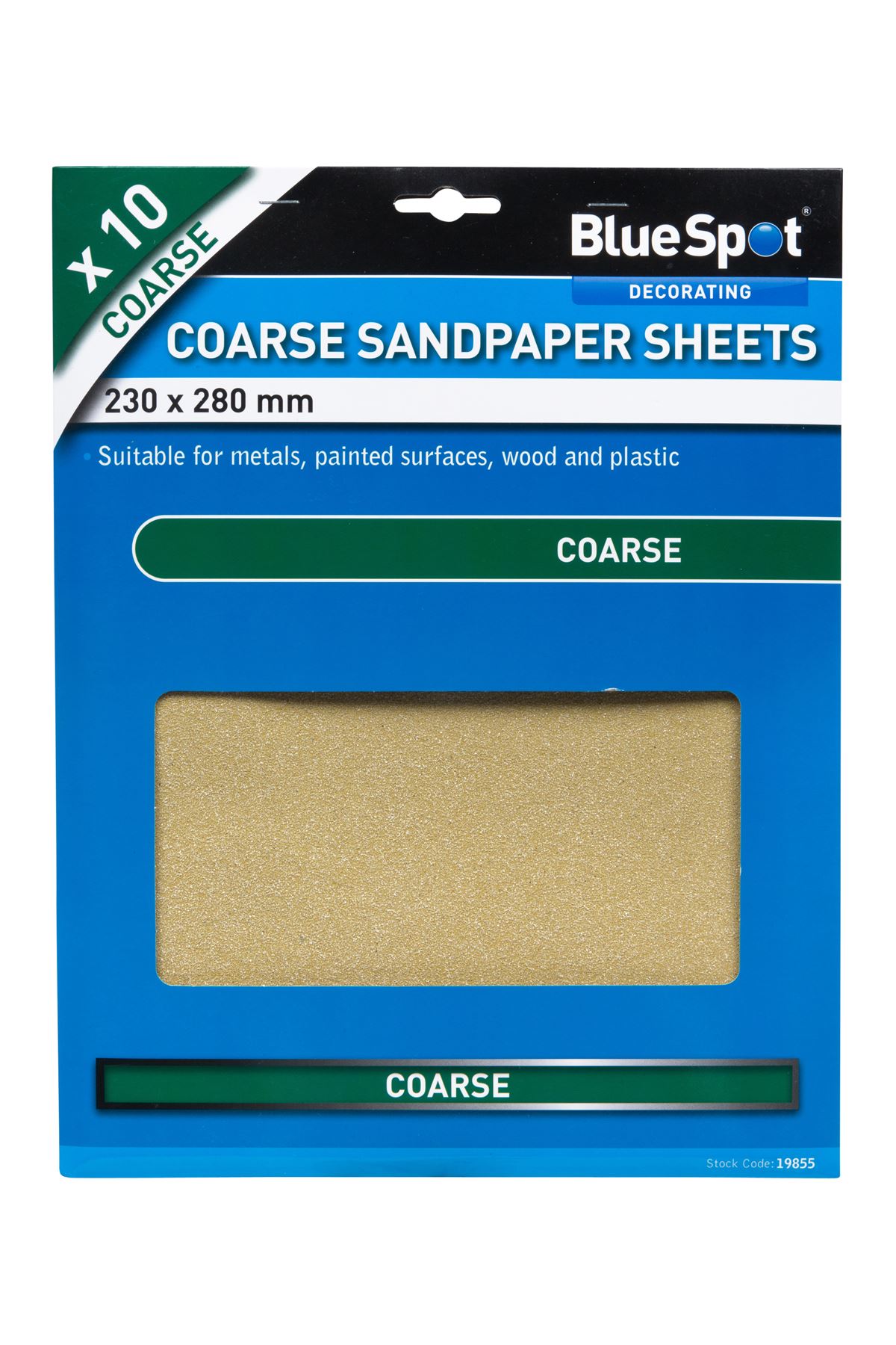 Blue Spot Tools 10-Piece Coarse Sandpaper Sheets, 60 Grit