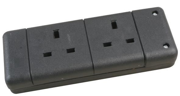 Pro Elec Regleta de 2 Enchufes, Negra, 13A