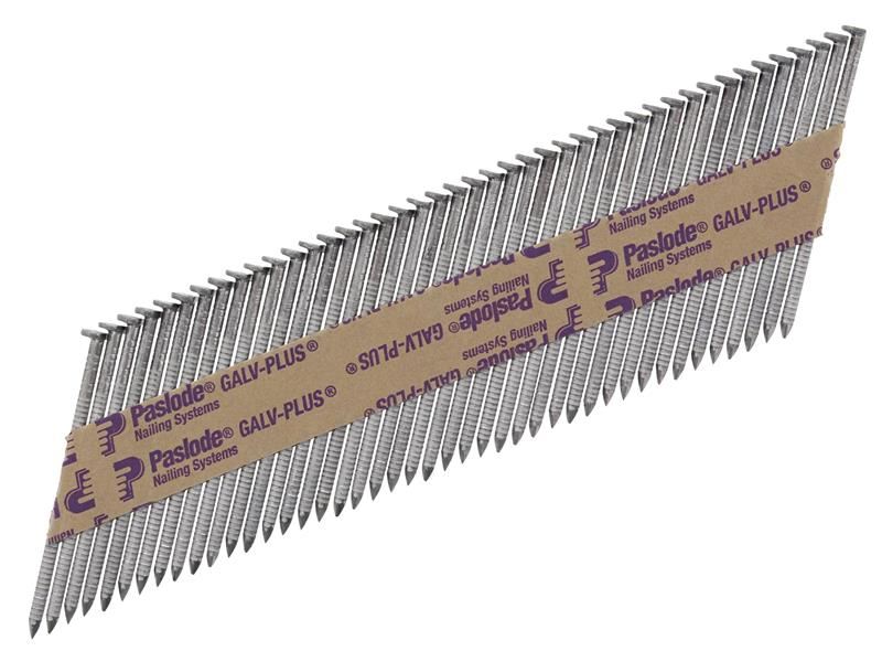 Paslode - Clous annelés galvanisés 2,8 x 63 mm, Boîte de 3300 avec piles à gaz