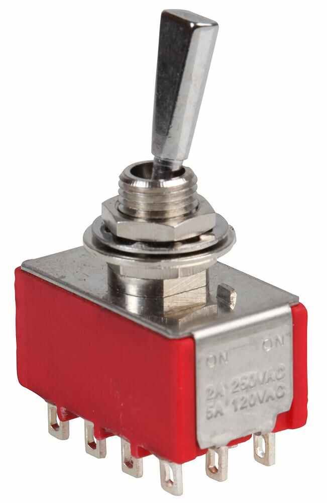 Multicomp 4PDT Panel Mount Toggle Switch, On-On, 5A, Silver Contacts