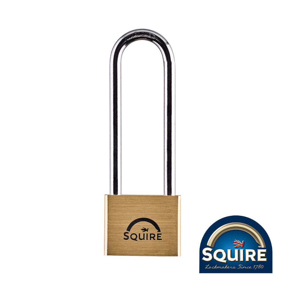 Squire Premium Brass Lion Padlock - 4in Long Shackle - 40mm