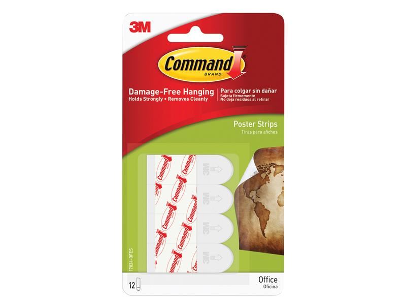 Command Poster Strips, Pack of 12, Damage-Free Hanging