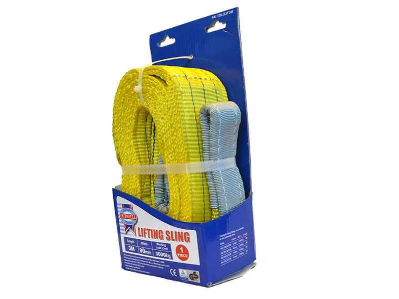 Faithfull Yellow Lifting Sling - 3 Tonne, 90mm x 3m