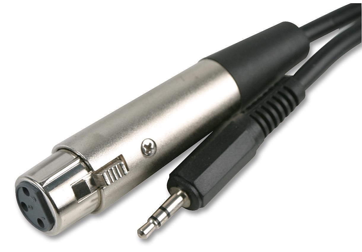 Pro Signal XLR Socket to 3.5mm Jack Plug Lead, 2m, Black