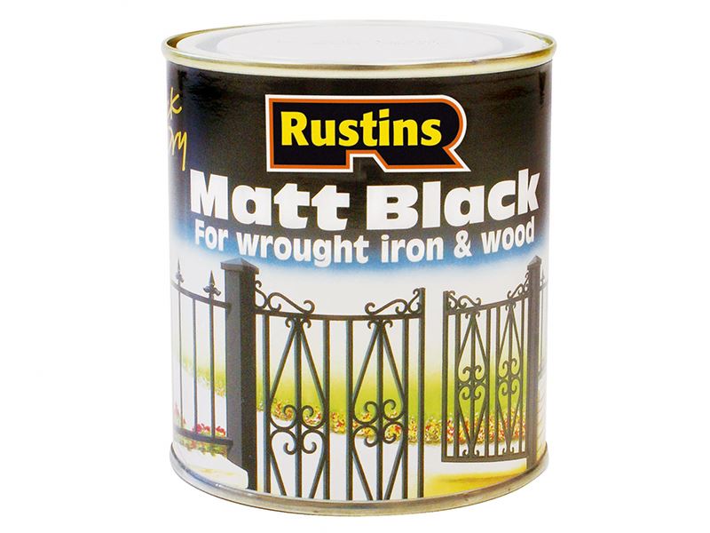 Rustins Quick Drying Matt Black Paint, 500ml