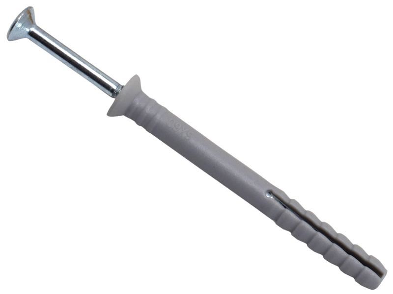 MASONMATE Nylon Hammer-In Fixing 6x60mm, Pack of 100