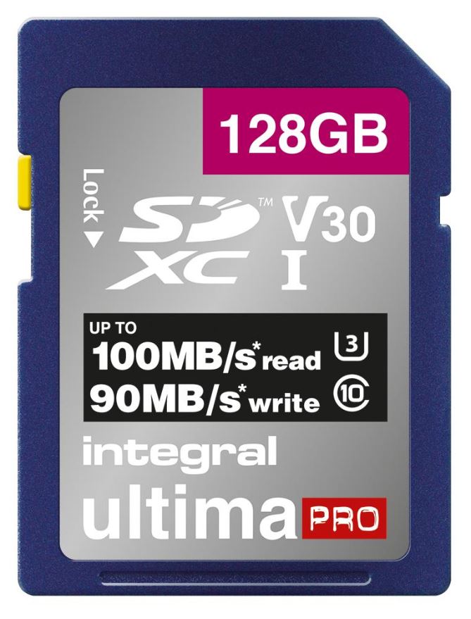 INTEGRAL UltimaPro Premium SDHC UHS U3 V30 Speicherkarte 100MB/s, 128GB