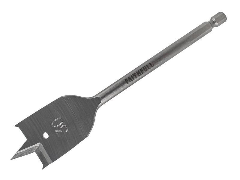 Faithfull Flat Bit 30mm - Hex Shank for Wood & MDF