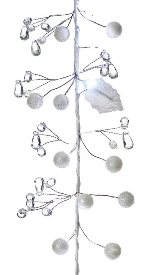 Premier 1.8m White LED Garland with Berries & Gems