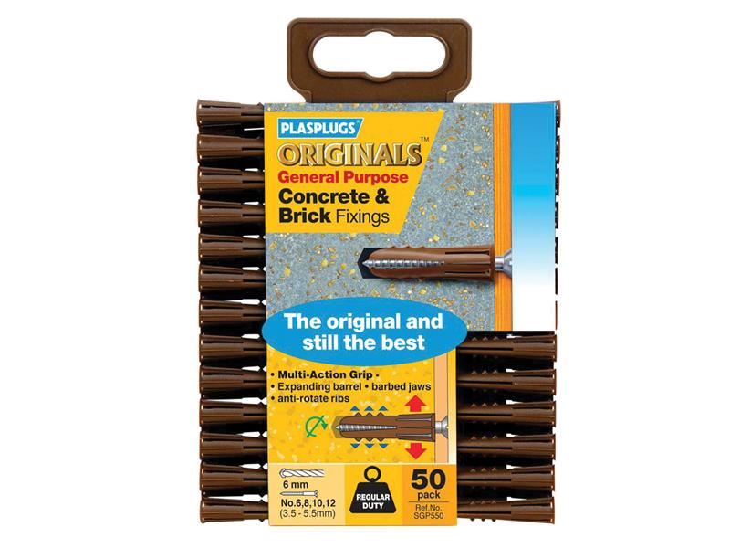 Plasplugs SGP550 General-Purpose Fixings, Pack of 50