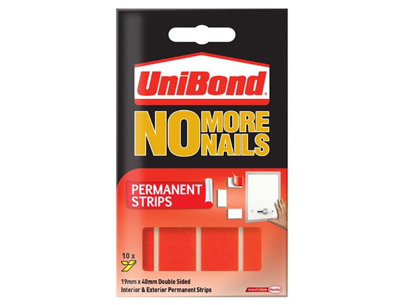 UniBond No More Nails Indoor & Outdoor Mounting Tape, 10 Strips