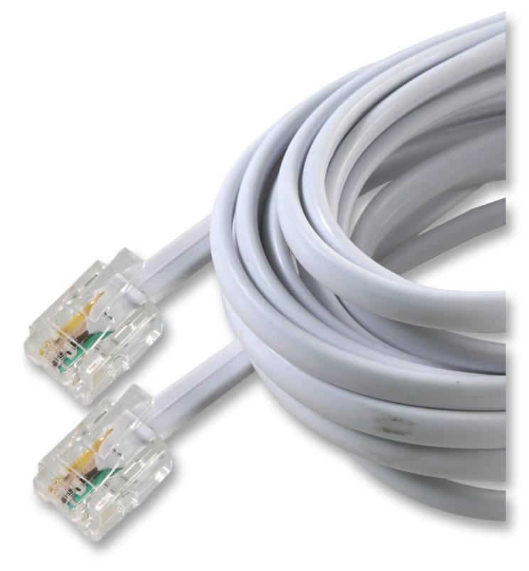 Pro Signal RJ11 Male-to-Male ADSL Extension Lead, 20m, White