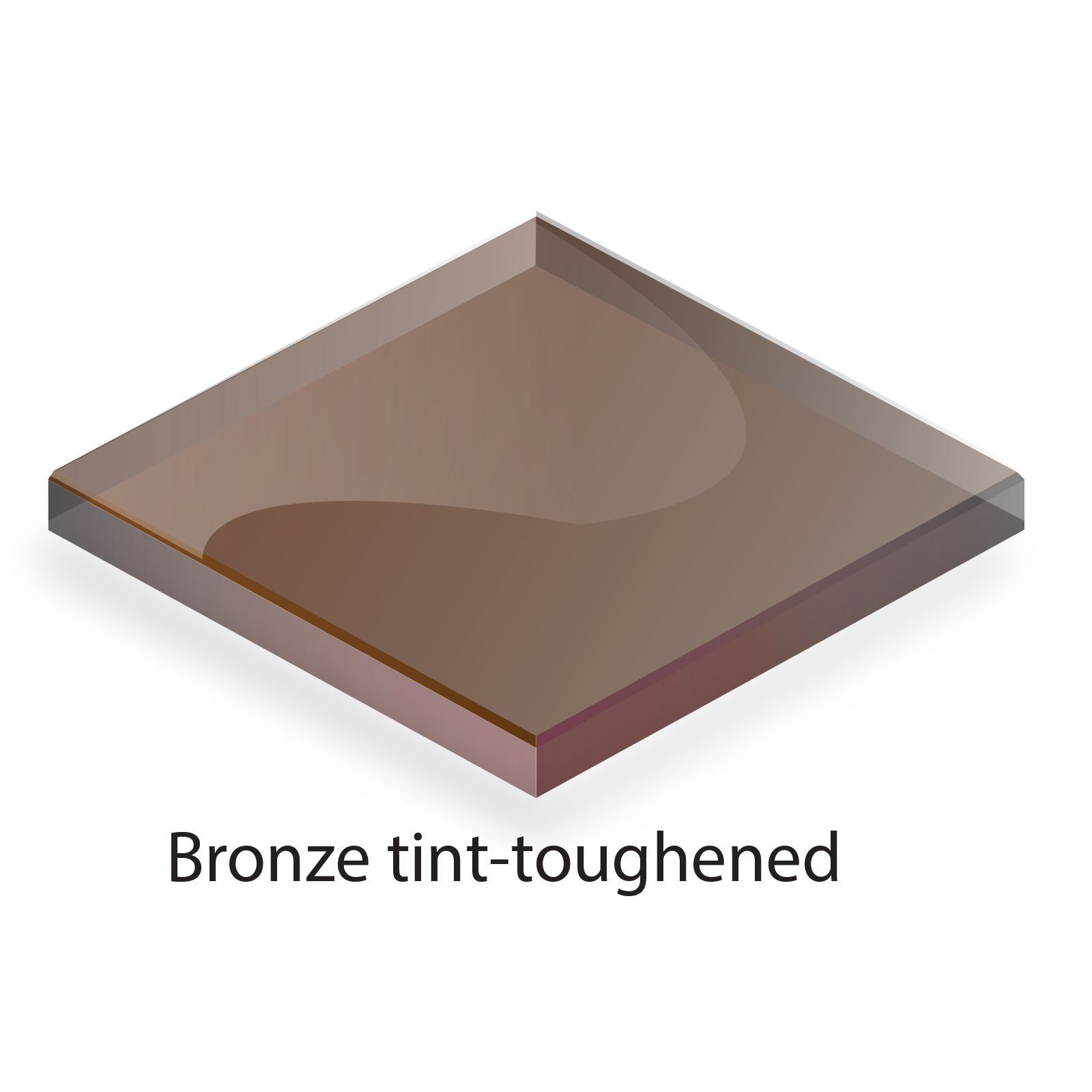 Glass Meja Atas/Pelindung - Kaca Tempered Bronze 6mm, Tidak Digilap